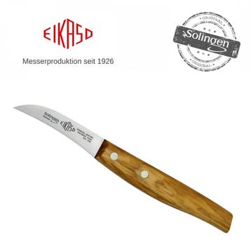 Eikaso Solingen Tourneermes met Krom Lemmet 6 cm – Olijfh., Ophalen of Verzenden, Nieuw, Rvs of Chroom