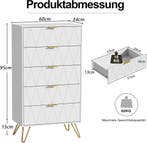 Commode - Dressoir - Ladekast - 60x34x110 cm - Wit - UEV, Verzenden, Zo goed als nieuw