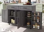 Keukeneiland op Wielen met Blad &amp; Kast – 129x71x91,5 cm, Verzenden, Nieuw