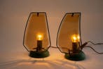 Nachtlampje (2) - lampscherm met kaars - IJzer, Glas -