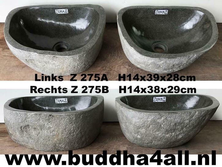 Waskom set uit natuursteen, dubbele riviersteen wasbak, Huis en Inrichting, Badkamer | Badkamermeubels, 25 tot 50 cm, Nieuw, Wasbak of Wastafel