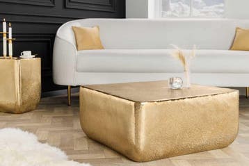 Design salontafel UNIT 70cm goud metaal gehamerd handgemaakt, Huis en Inrichting, Tafels | Salontafels, Ophalen of Verzenden, Nieuw