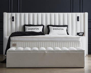 Opberg Boxspring Sherathon – Wit, Verzenden, Nieuw, Wit, Modern