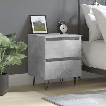 vidaXL Nachtkastje 40x35x50 cm bewerkt hout betongrijs, Minder dan 45 cm, Verzenden, Nieuw, Minder dan 55 cm