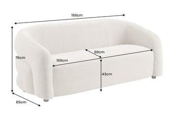Bank VOQUE 200cm 3-zits chenille grijs - 47466, Ophalen of Verzenden, Nieuw
