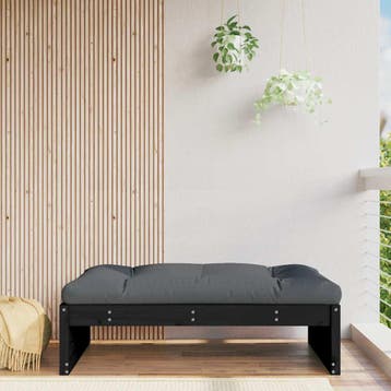 vidaXL Tuinvoetenbank 120x80 cm massief grenenhout zwart, Tuin en Terras, Verzenden, Nieuw