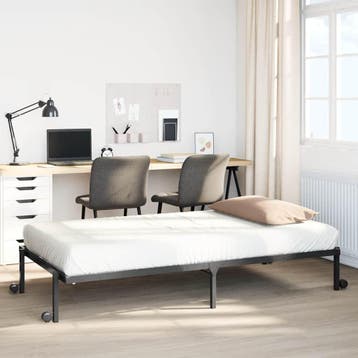 vidaXL Bedframe zonder matras opvouwbaar 75x190 cm staal, Huis en Inrichting, Verzenden, Nieuw, Zwart, Metaal