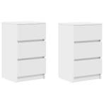 Set Nachtkastjes 3 Lades | Bewerkt Hout | Laatste Stuk!, Minder dan 45 cm, Nieuw, Hout, 55 tot 70 cm