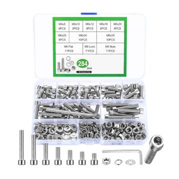 Assortiment M6 roestvrijstalen inbusbouten, 284 stuks, Ophalen of Verzenden, Nieuw