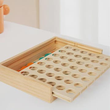 Houten Vier Op Een Rij Spel - Draagbaar Strategisch Bordspel, Verzenden, Nieuw