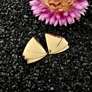 Vintage gouden abstracte oorclips (Oorbellen), Sieraden, Tassen en Uiterlijk, Oorbellen, Ophalen of Verzenden, Gebruikt, Goud