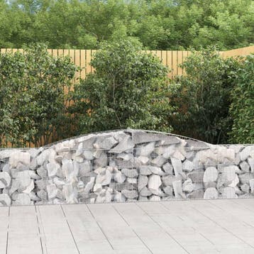 vidaXL Schanskorf gewelfd 400x30x60/80 cm gegalvaniseerd, Tuin en Terras, 100 cm of meer, Verzenden, Nieuw, Metaal