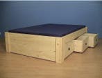 HOUTEN BEDDEN 3 of 6 laden in 50 matrasmaten, Huis en Inrichting, Slaapkamer | Bedden, Nieuw, Tweepersoons, Hout
