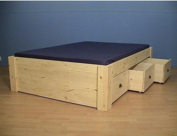 HOUTEN BEDDEN 3 of 6 laden in 50 matrasmaten, Huis en Inrichting, Slaapkamer | Bedden, Nieuw, Hout, Tweepersoons