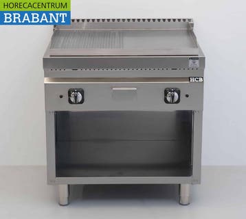HCB RVS Bakplaat Glad / Geribbeld 13 kW 80 cm GAS Horeca, Ophalen of Verzenden, Nieuw in verpakking