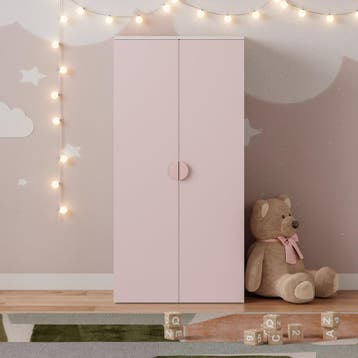 Kinderkast Sandnes 2-deurs 123x60x40 cm wit en roze [en.casa, Verzenden, Nieuw