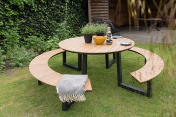 Rockwood® Picknicktafel Rockwood Aluminium Rond - Antraciet, Tuin en Terras, Picknicktafels, Ophalen of Verzenden, Nieuw, Rond