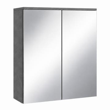 Spiegelkast Toledo 60 x 20 x 60 cm Donker Grijs Badkamerkast, Huis en Inrichting, Verzenden, Nieuw, Spiegelkast