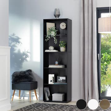 Boekenrek Lexi 5 vakken 60x30x190cm - zwart, Verzenden, Nieuw