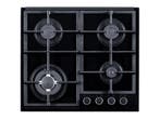Everglades - Gas Kookplaat - Zwart Glas, Verzenden, Nieuw, Gas, 4 kookzones