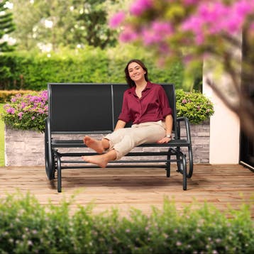 Schommelbank Greta 2-zitter 121x72x86,5cm - zwart, Tuin en Terras, Tuinmeubel-accessoires, Verzenden, Nieuw