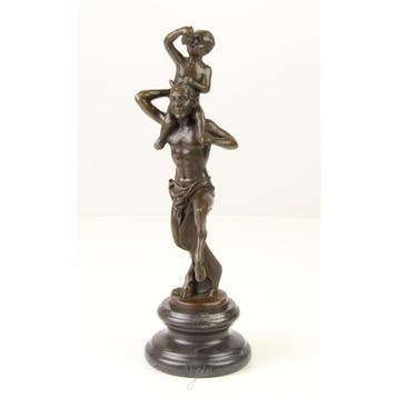 BRONZEN BEELD VAN EEN FAUN MET KLEINE BACCHUS (Interieur), Verzenden, Nieuw