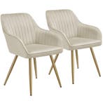 Eetkamerstoel Marilyn, fluweeloptiek, doorgestikt - creme/go, Verzenden, Nieuw