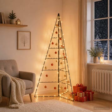 vidaXL Metalen kerstboom met led KUOPIO 140 cm Warmwit Staal, Verzenden, Nieuw