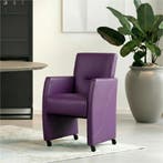 Set van 4 Leren eetkamerstoelen Pleasure - Toledo Aubergine, Ophalen of Verzenden, Nieuw, Leer