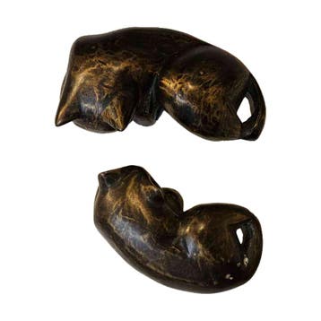 2 bronzen katjes - 11 en 8 cm, Ophalen of Verzenden