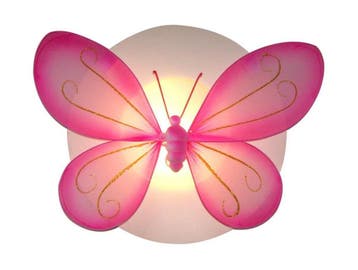 Funnylight LED kids lamp wit vlinder XL roze, Nieuw