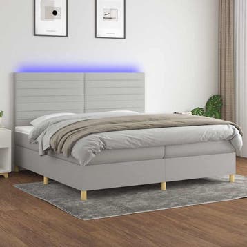 vidaXL Boxspring met matras en LED stof lichtgrijs 200x200, Verzenden, Overige maten, 200 cm, Nieuw