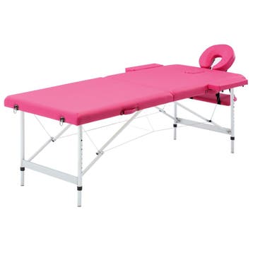 vidaXL Massagetafel inklapbaar 2 zones aluminum roze, Sport en Fitness, Massageproducten, Verzenden, Nieuw