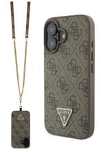 Guess iPhone 16 Back Cover Magsafe IML Crossbody Cord Brown, Verzenden, Nieuw, Frontje of Cover