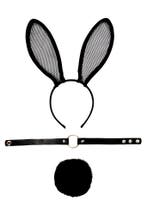 Haarband Set Bunny Zwart Gaas Konijn Oren Staart Choker Diad, Ophalen of Verzenden, Nieuw, Carnaval, Accessoires