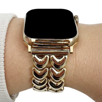 Apple Watch bandje Hart - staal - schakel band - goud, Verzenden, Nieuw