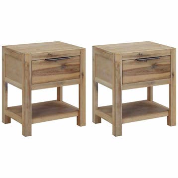 vidaXL Nachtkastjes met lades 2 st 40x30x48 cm massief, Minder dan 45 cm, Verzenden, Nieuw, Minder dan 55 cm