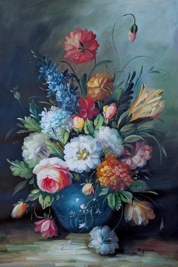 Franse school (XX) - Large floral still life