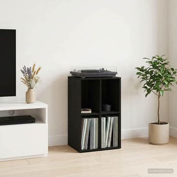 vidaXL Platenkast Zwart eiken 44,5 x 36,5 x 74,5 cm Bewerkt, Huis en Inrichting, Verzenden, Nieuw