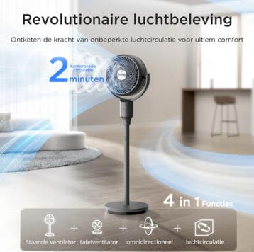 2dekans | Pelonis Staande Ventilator OmniFlow - 26 dB, Witgoed en Apparatuur, Ophalen of Verzenden, Zo goed als nieuw