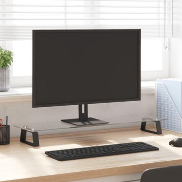 vidaXL Monitorstandaard 80x20x8 cm gehard glas en metaal, Verzenden, Nieuw