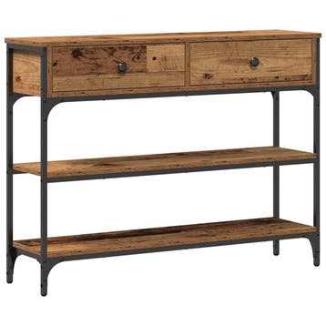 Industriele bijzettafel hout | 34% Korting | Nieuwstaat, Huis en Inrichting, 100 tot 150 cm, Ophalen of Verzenden, Zo goed als nieuw