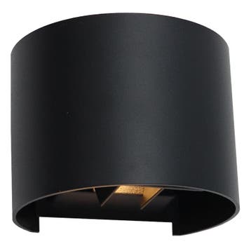 Zwarte up-down wandlamp Dion, 6w, warm wit, rond, IP65, Ophalen of Verzenden, Nieuw, Aluminium, Wandlamp
