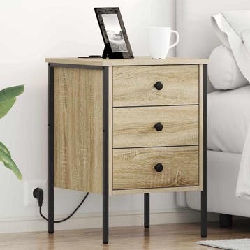 vidaXL Nachtkastje Sonoma Eiken 42 x 41 x 61 cm Bewerkt hout, Huis en Inrichting, Minder dan 45 cm, Verzenden, Nieuw, 55 tot 70 cm