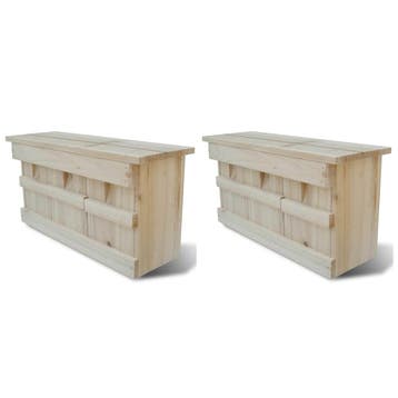 vidaXL Mussenhuizen 2 st 44x15,5x21,5 cm hout, Verzenden, Nieuw