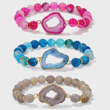 Natuursteen Agate Armband met Druzy Geode - Kleurrijk & Stij, Sieraden, Tassen en Uiterlijk, Verzenden, Nieuw