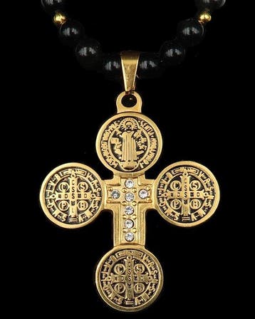 Exorcisme-sieraad – Sint-Benoït-kruis en Zwarte Obsidiaan
