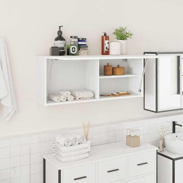 vidaXL Badkamerwandkast 100x25x40 cm bewerkt hout wit, Verzenden, Nieuw