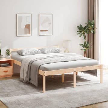 vidaXL Seniorenbed massief grenenhout 160x200 cm, Bruin, Verzenden, 200 cm, 160 cm