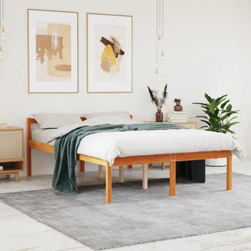 vidaXL Seniorenbed massief grenenhout wasbruin 140x190 cm, Bruin, Verzenden, Hout, Nieuw